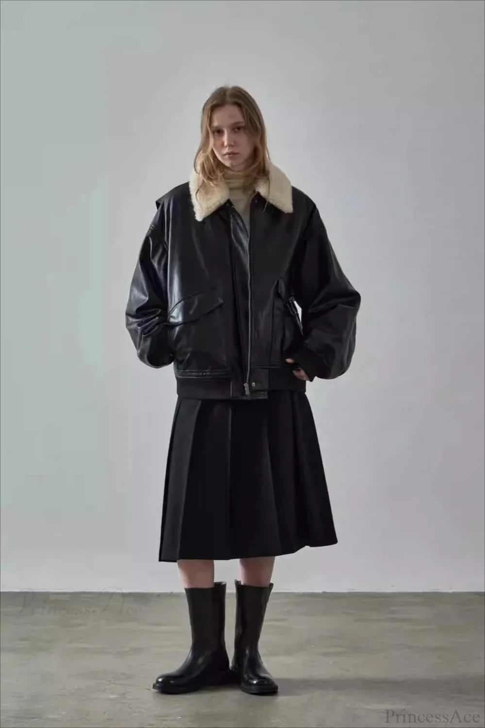 Spring Oversized Faux Leather Coat