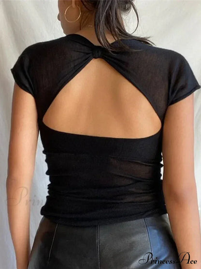 Square Collar Backless Elegant Skinny Streetwear Crop Top