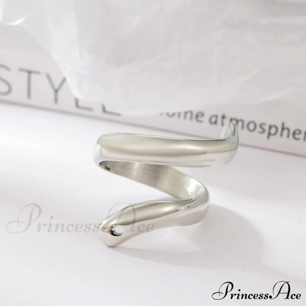 Stainless Steel Exaggerated Serpentine Cast Ring White / 6