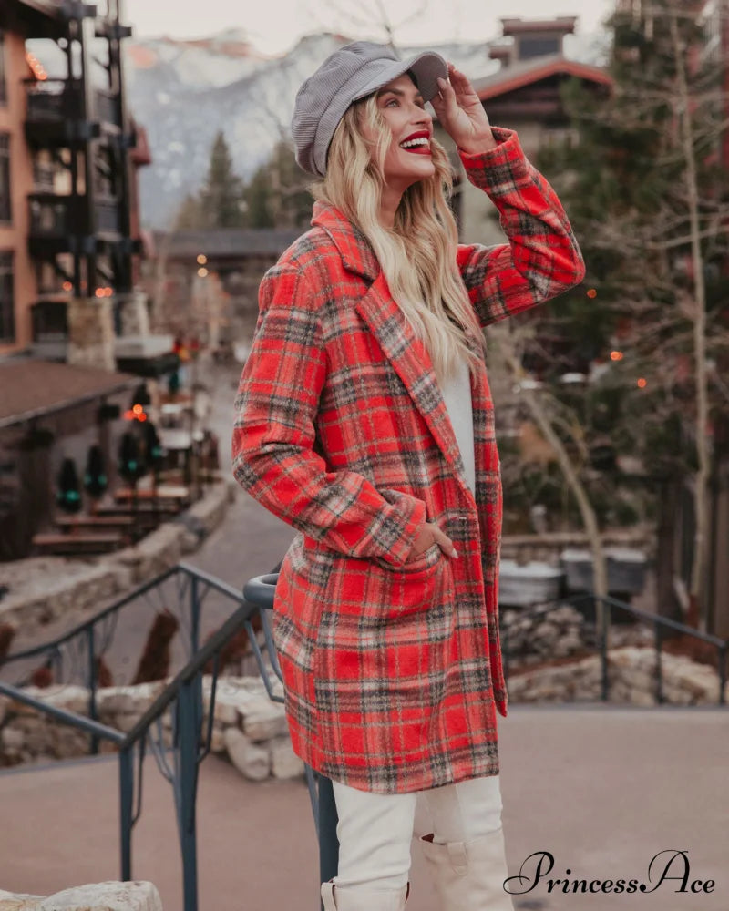 Stan Plaid Coat - Coral Coats-L