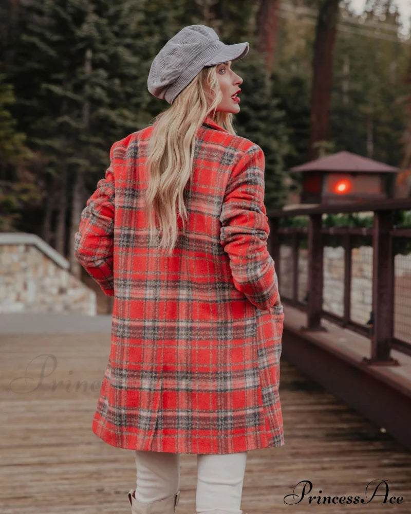 Stan Plaid Coat - Coral Coats-L