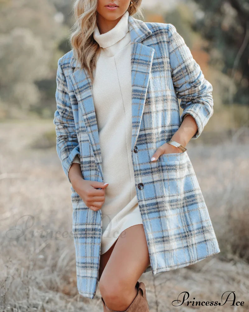 Stan Plaid Coat - Light Blue Coats-L