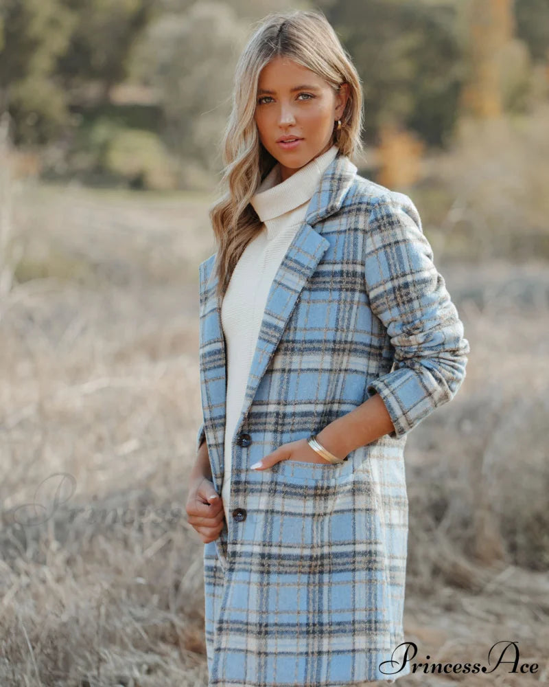 Stan Plaid Coat - Light Blue Coats-L