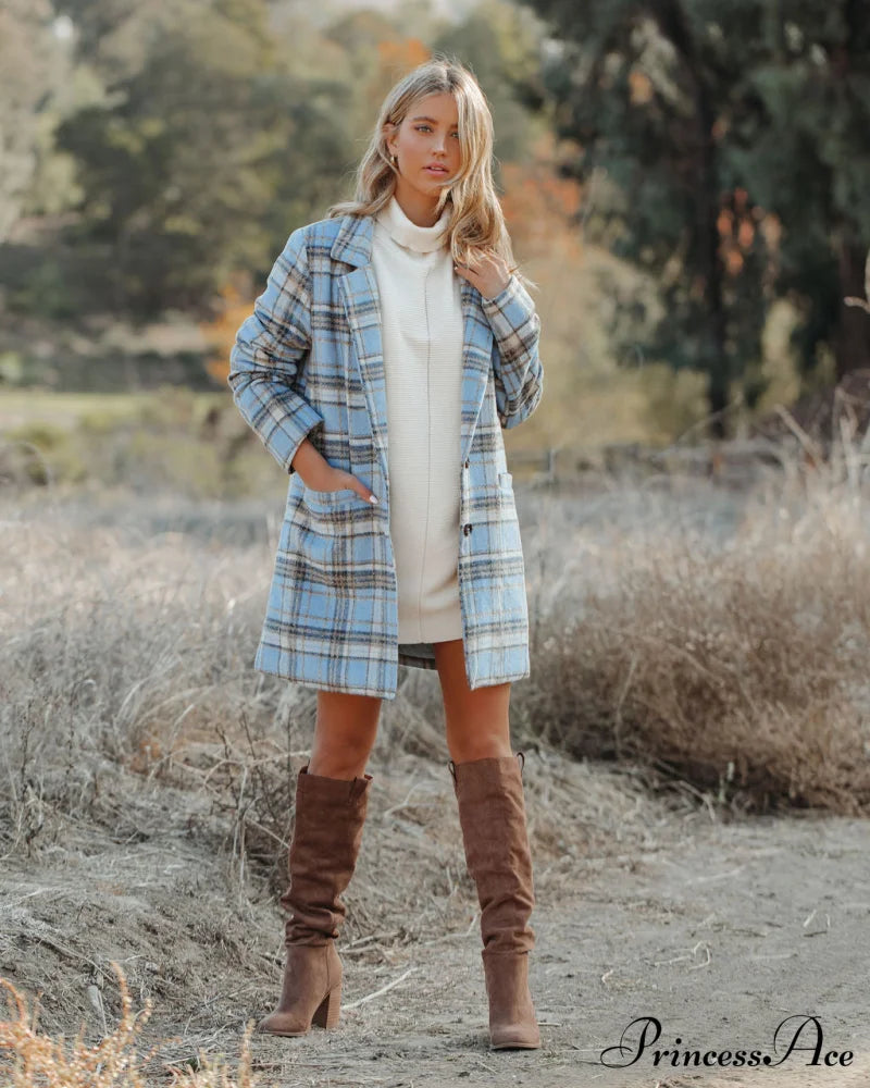 Stan Plaid Coat - Light Blue Coats-L