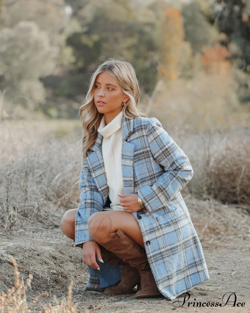 Stan Plaid Coat - Light Blue Coats-L