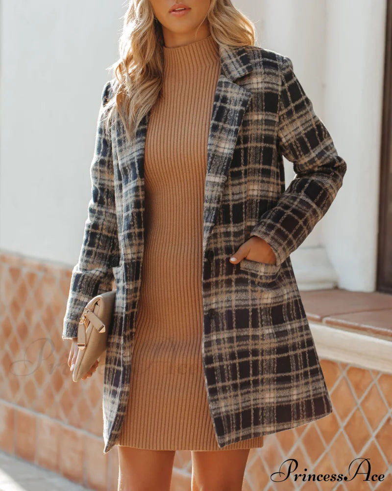 Stan Plaid Coat - Midnight Navy Coats-L