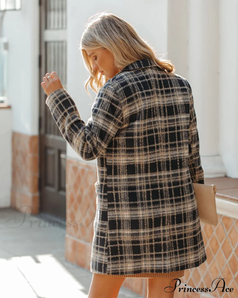 Stan Plaid Coat - Midnight Navy Coats-L