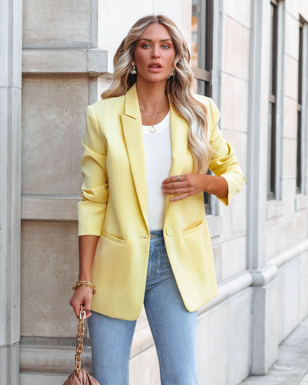 Pocketed Blazer in Lemon