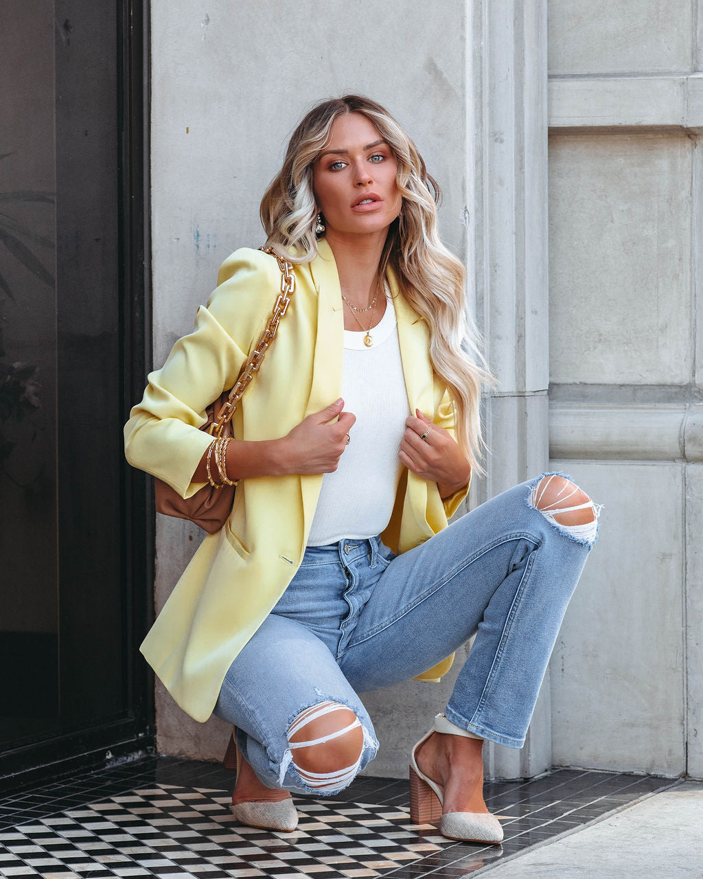 Pocketed Blazer in Lemon