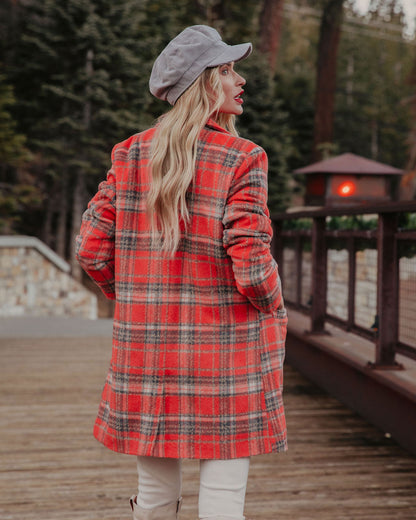 Stan Plaid Coat - Coral