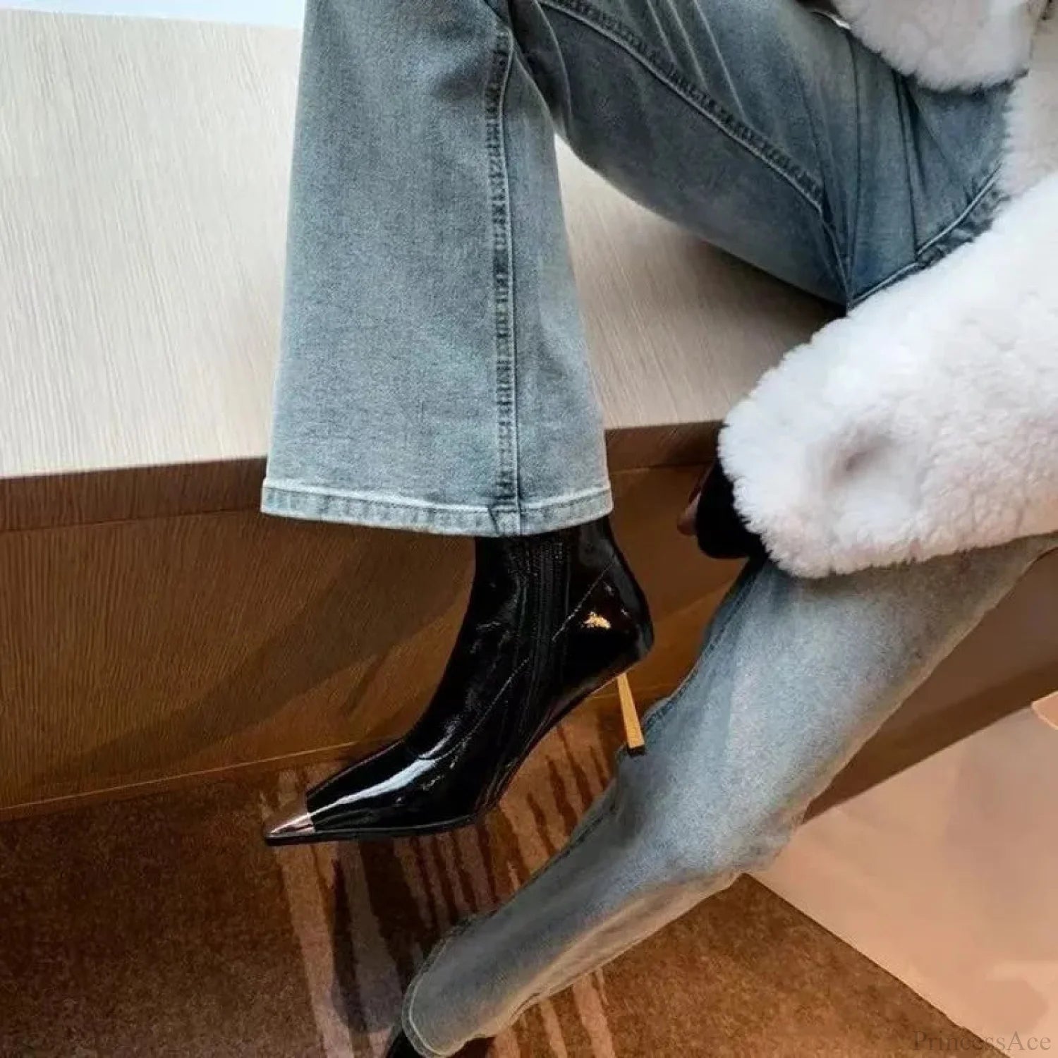 Star Fashion Gothic Metal Square Toe Ankle Boot