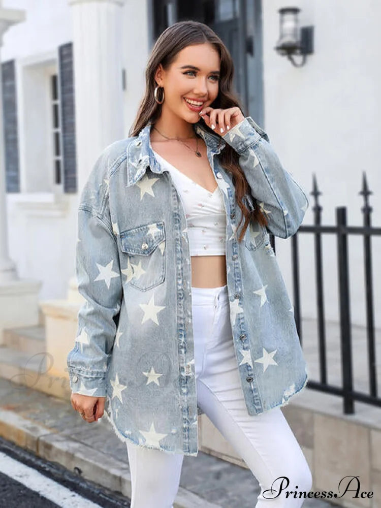 Star Jacket With Denim Pockets