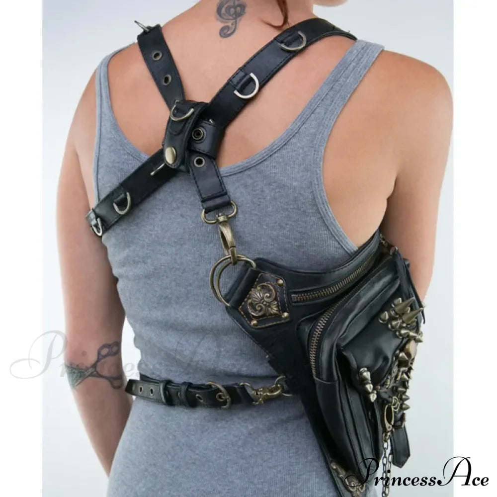 Steam Punk Gothic Waist Leg Hip Belt Mobile Phone Messenger Fanny Bag Halloween