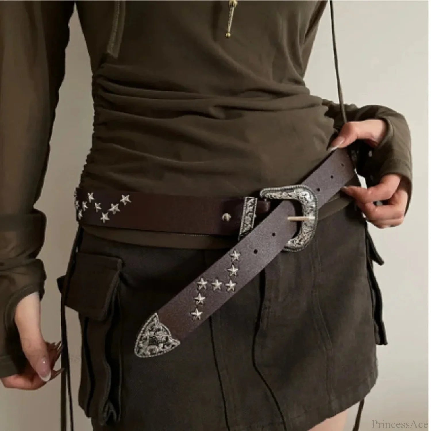 Stellar Rivet Y2K Gothic Metallic Buckle Belt