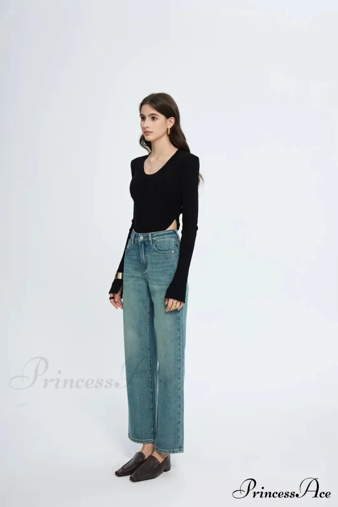 Straight Leg Denim Pant New Korean Woman Female Spring 2024 Jean