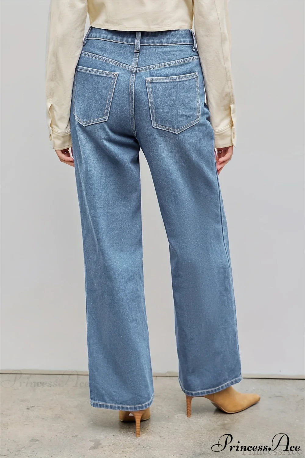 Straight Relaxed Asymmetrical Button Jeans