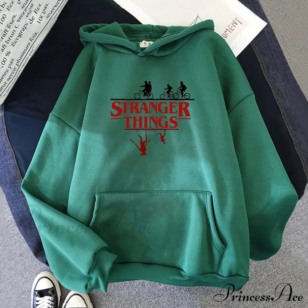 Stranger Things Anime Print Hoodies Dark Green / S Sweatshirts & Hoodies-L