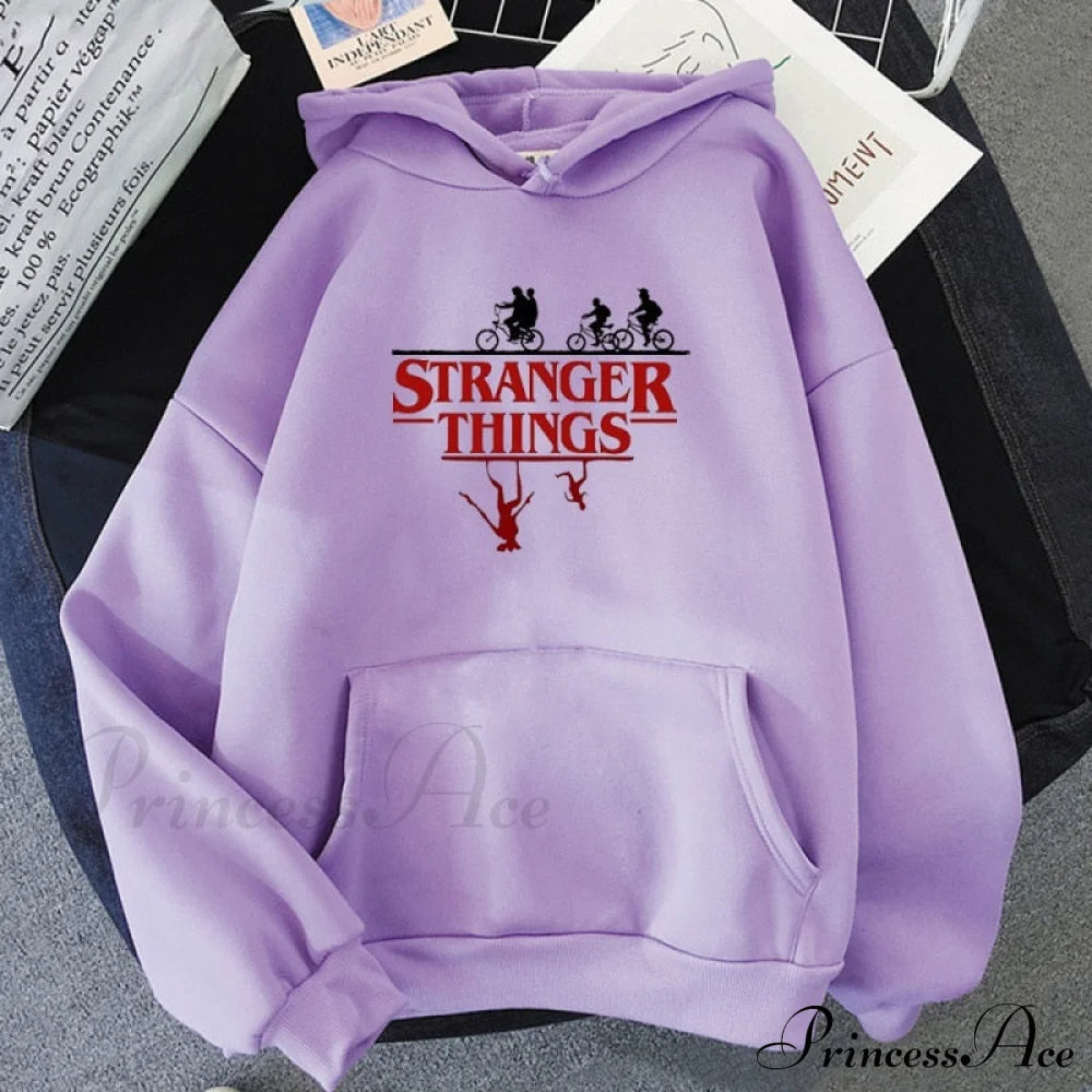 Stranger Things Anime Print Hoodies Purple / S Sweatshirts & Hoodies-L