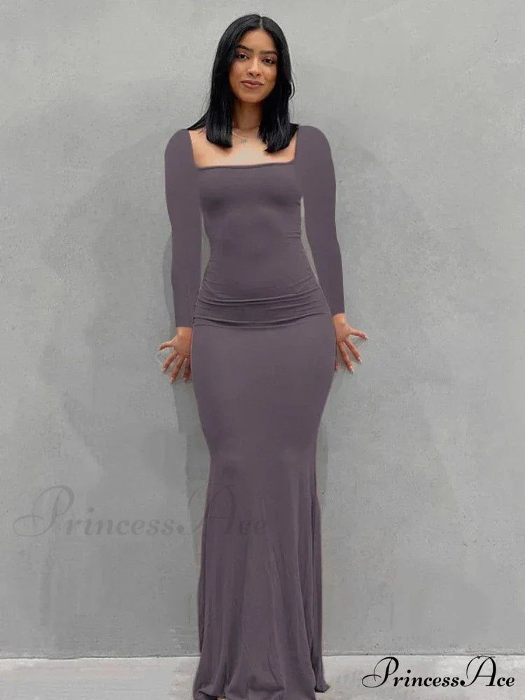 Strap Backless Long Casual Maxi Dress Purple / S