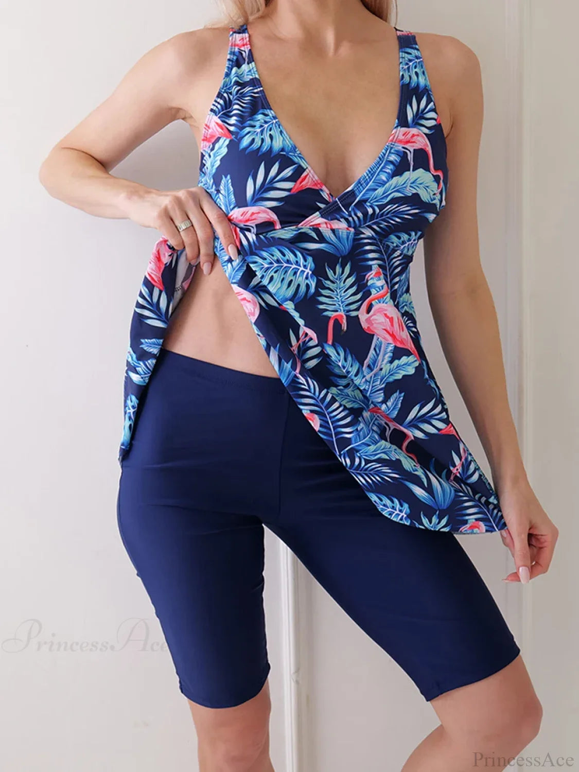 Straped Print Beach Dress Two Piece Set