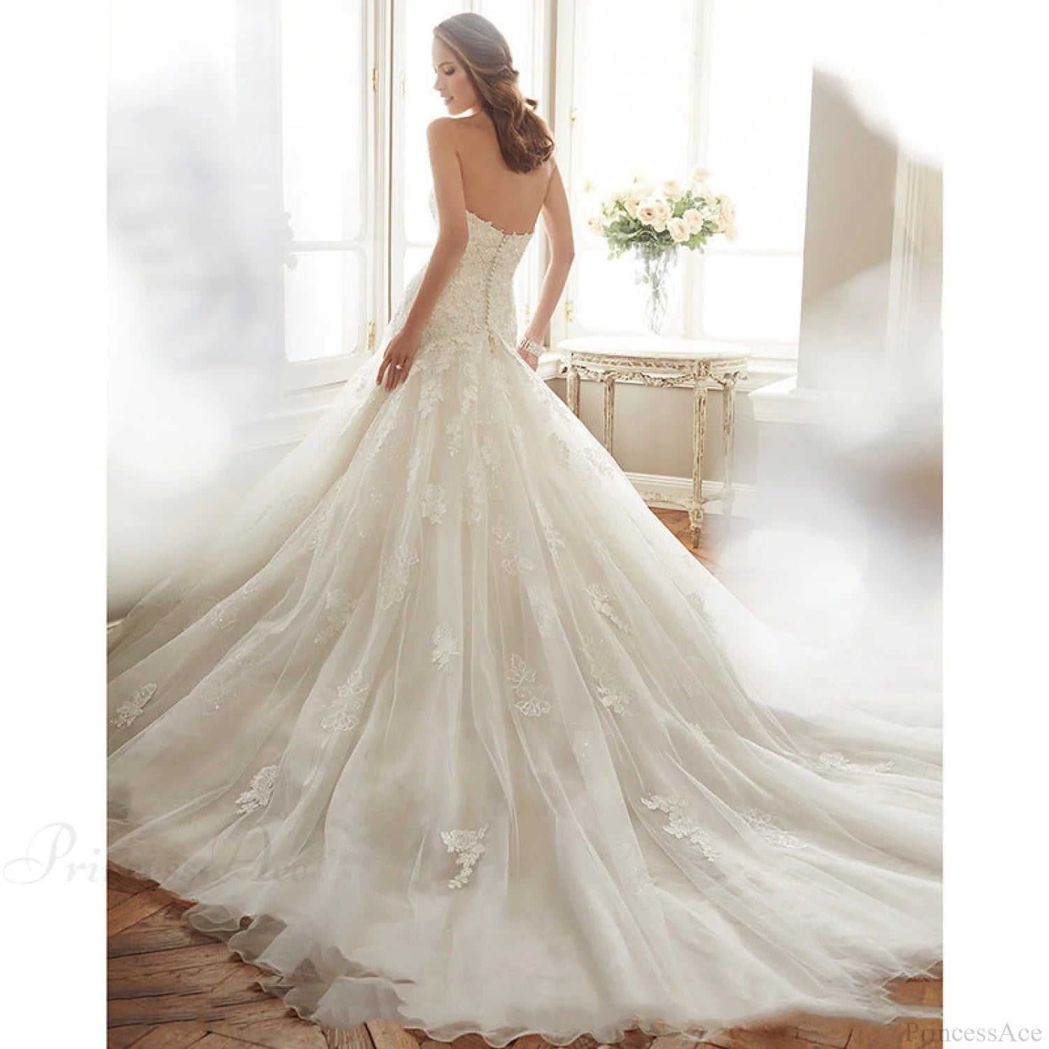 Strapless Mermaid Lace Wedding Dress weddingdress-250223