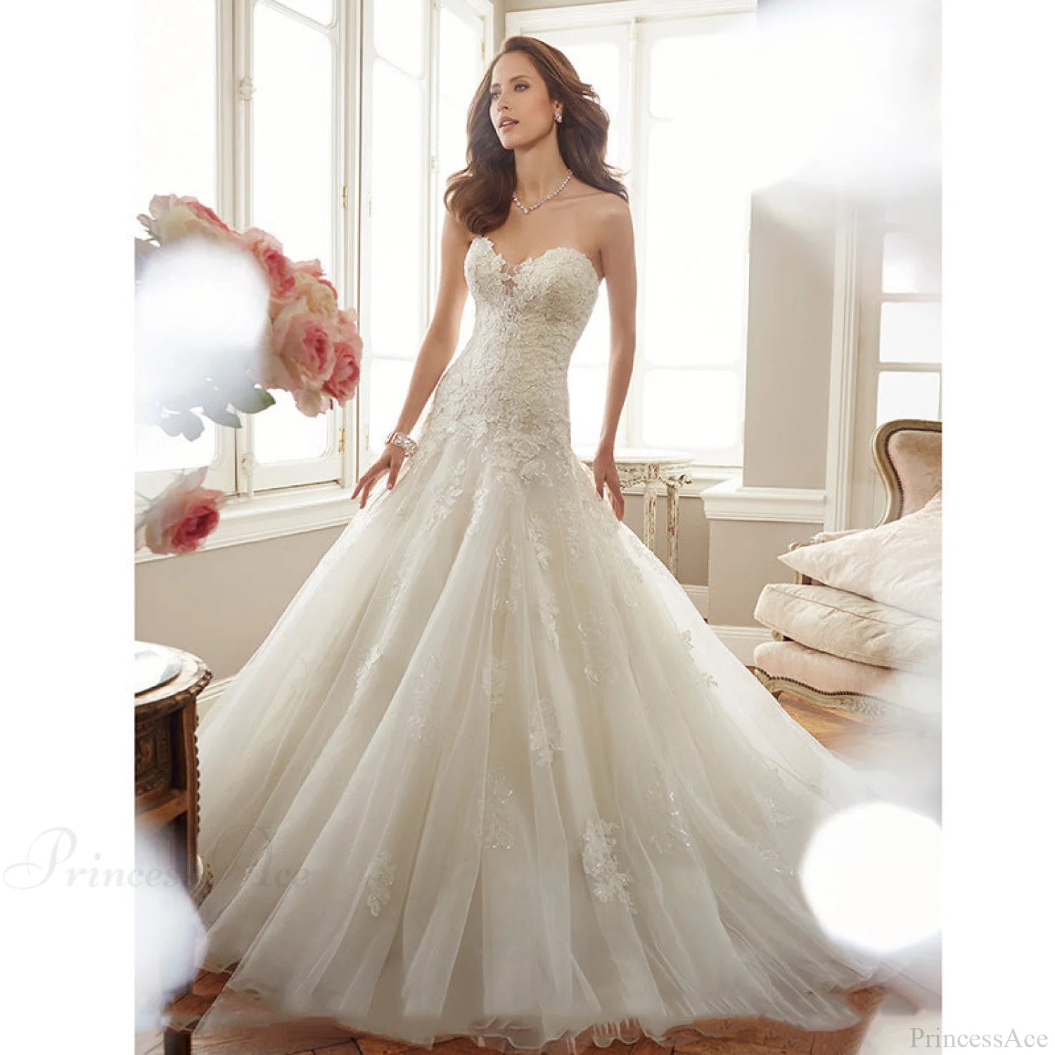 Strapless Mermaid Lace Wedding Dress weddingdress-250223