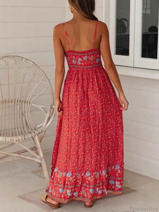 Strapless Vacation Summer Maxi Beach Boho Dress bohodress-250126