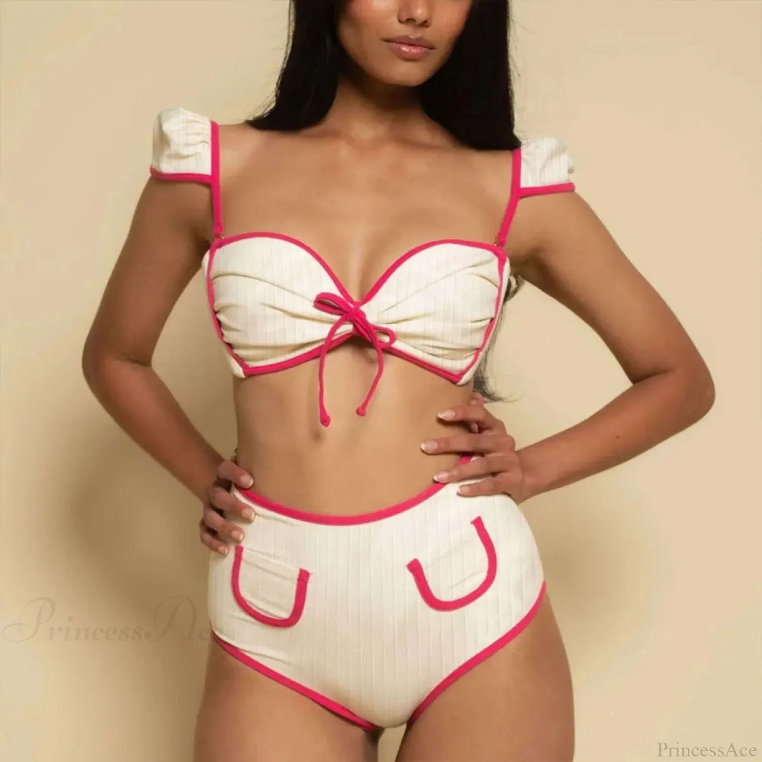 Strappy Backless Ruffle Bikini Set white4 / S