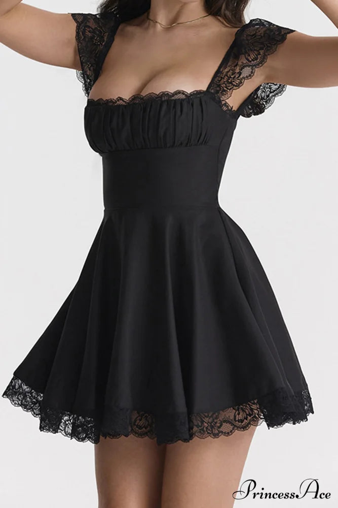 Strappy Lace Patchwork Corset Dress Mini Dresses