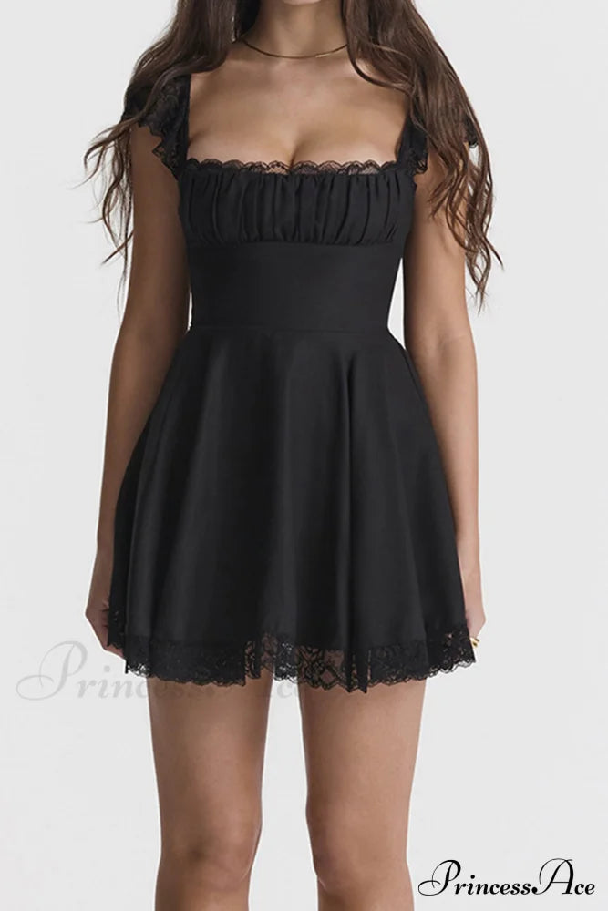 Strappy Lace Patchwork Corset Dress Mini Dresses