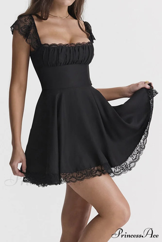 Strappy Lace Patchwork Corset Dress Mini Dresses