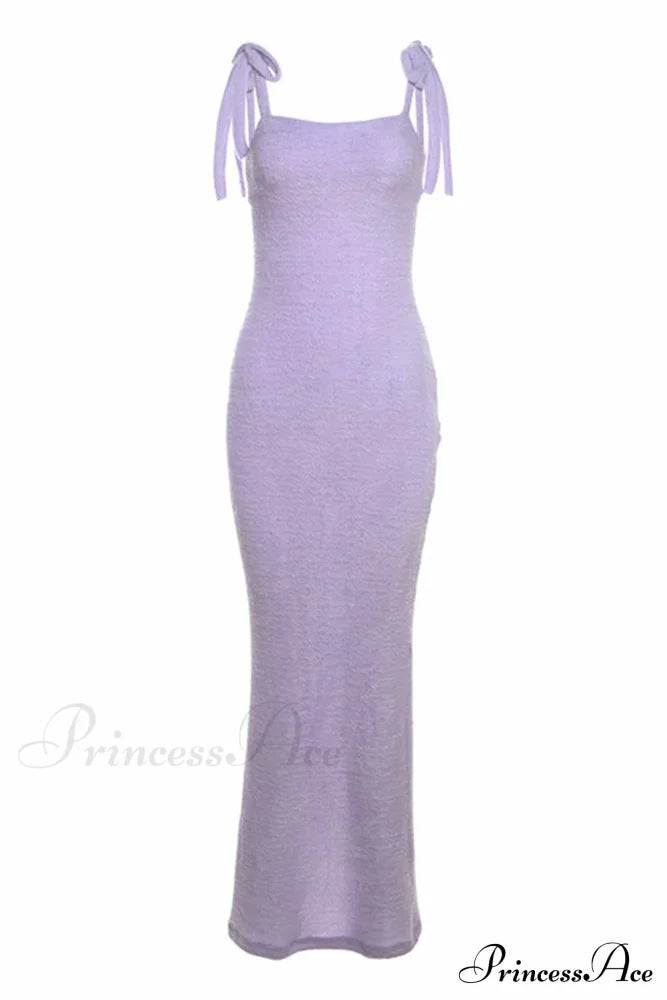 Strappy Plush Slit Dress Purple / L Maxi Dresses