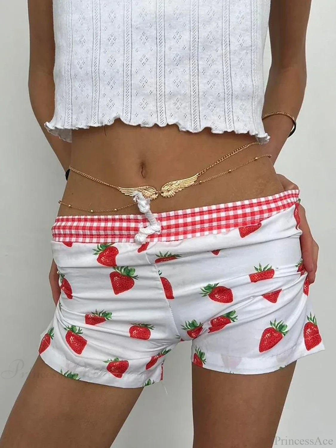 Strawberry Print Cotton Sweatshort short-250223