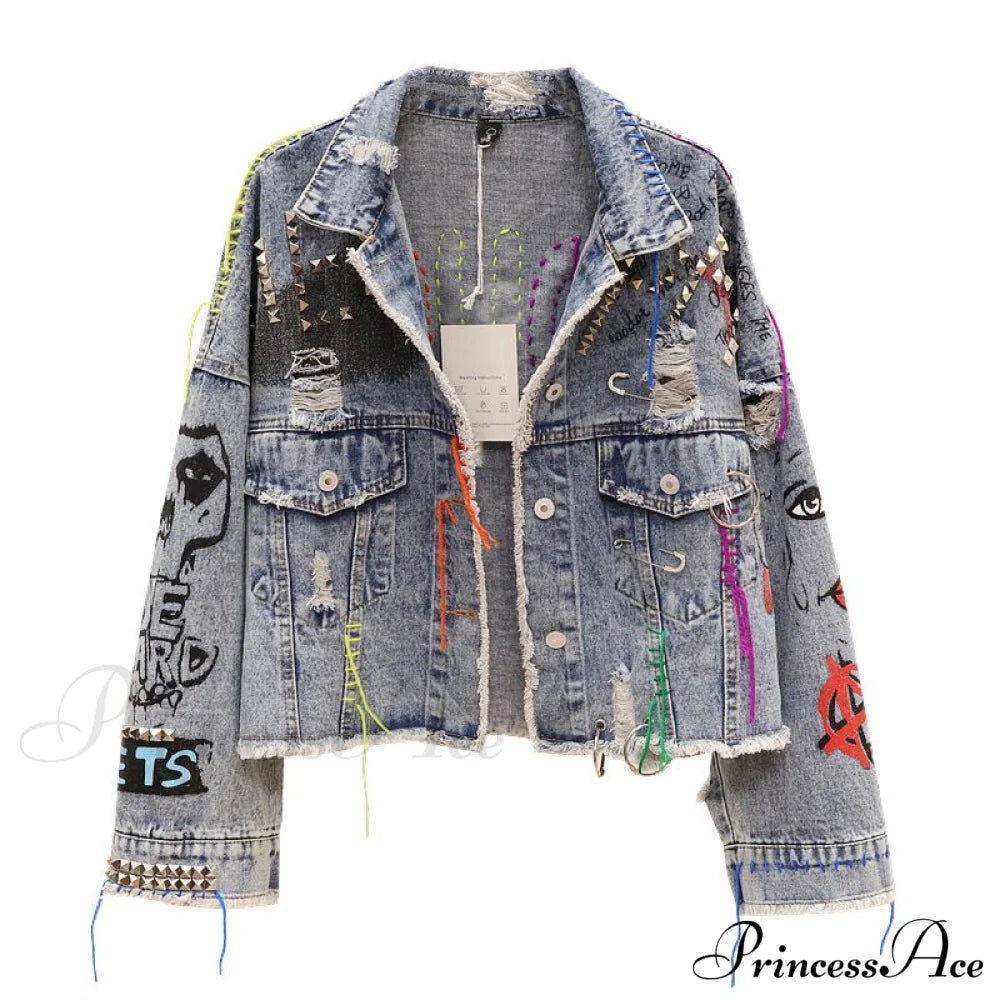 Street Fashion Graffiti Denim Jacket