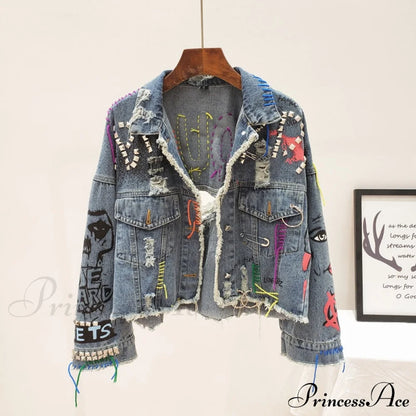 Street Fashion Graffiti Denim Jacket