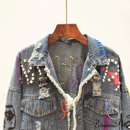 Street Fashion Graffiti Denim Jacket