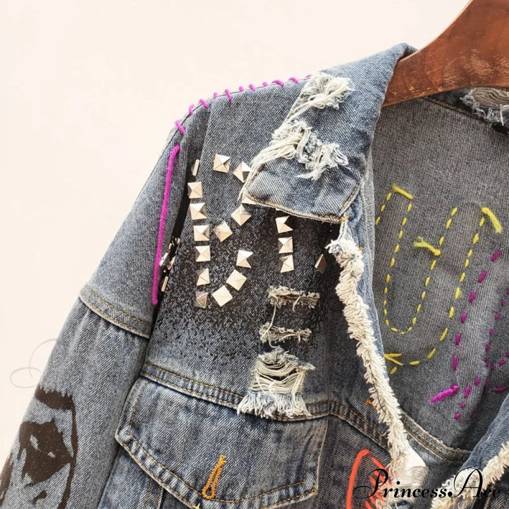 Street Fashion Graffiti Denim Jacket