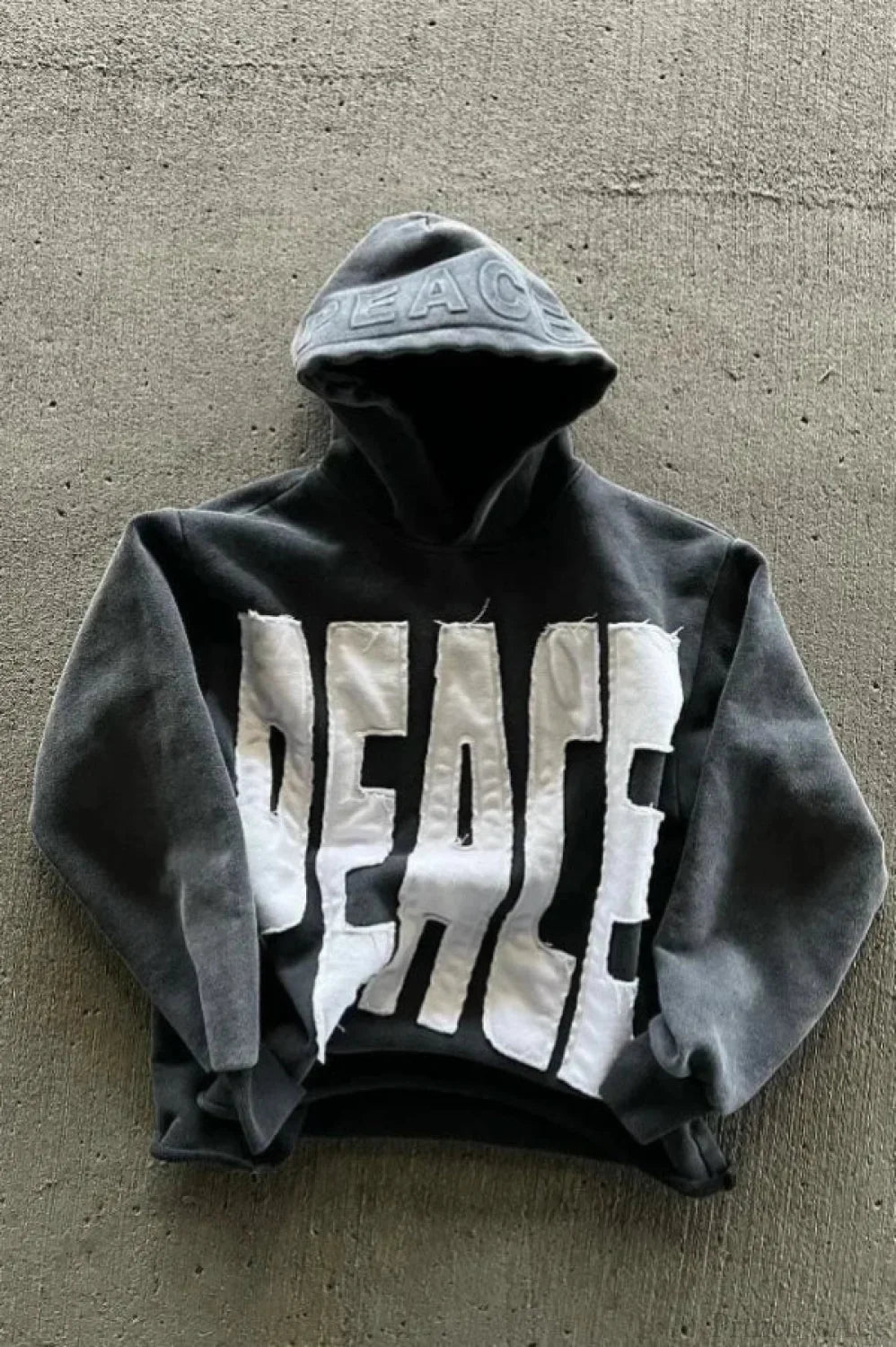 Street Style Alphabet Hoodie Grey / M
