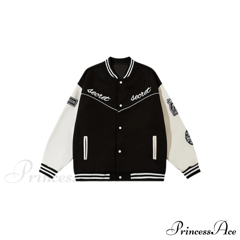 Streetwear Baseball Uniform Jacket Black / M