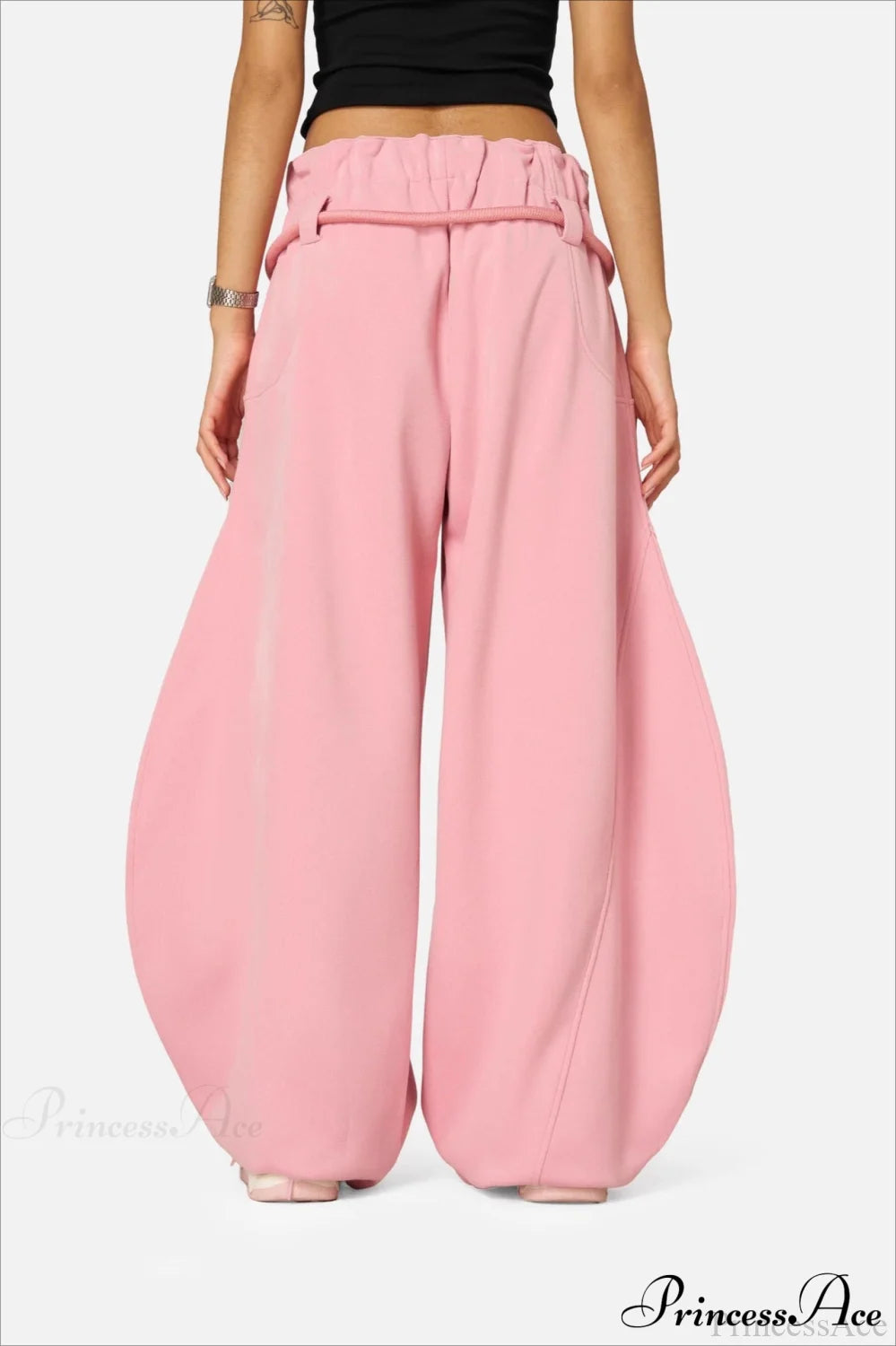 Streetwear Drawstring High-Waist Wide Pants