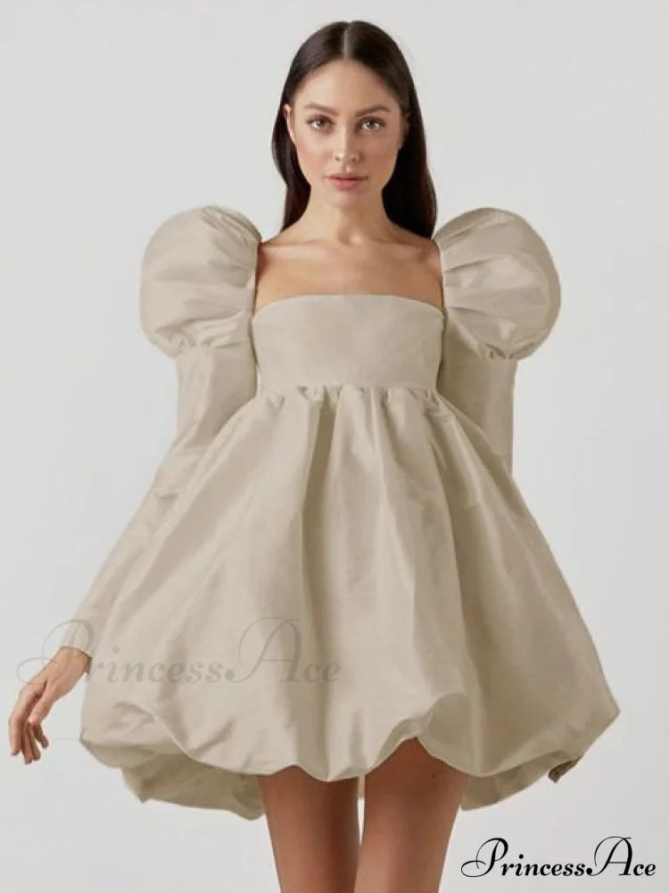 Streetwear Party Backless Y2K In - Gown Long With Elegant Folded Mini Puffy Dresses Ball Women For