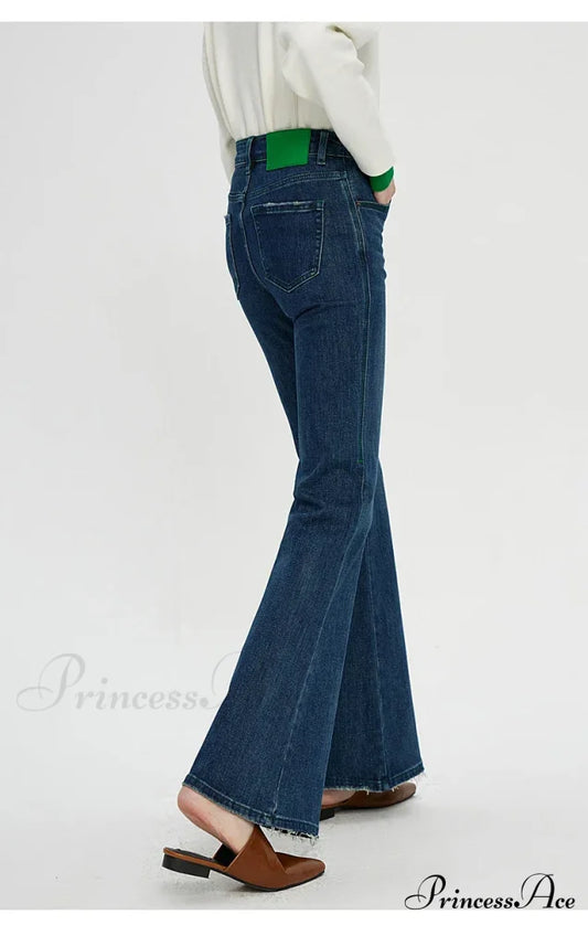 Stretch Flare High Waist Slim Ladies Casual Streetwear Denim Jean Blue / 25