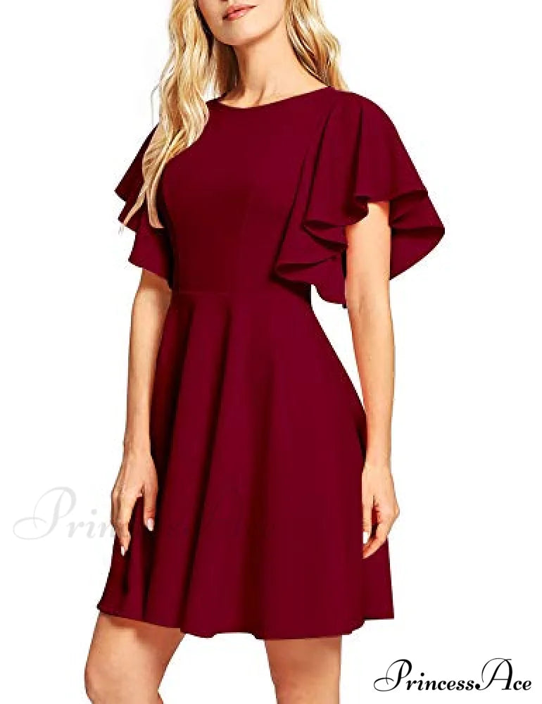 Stretchy Line Swing Flared Skater Christmas Dress