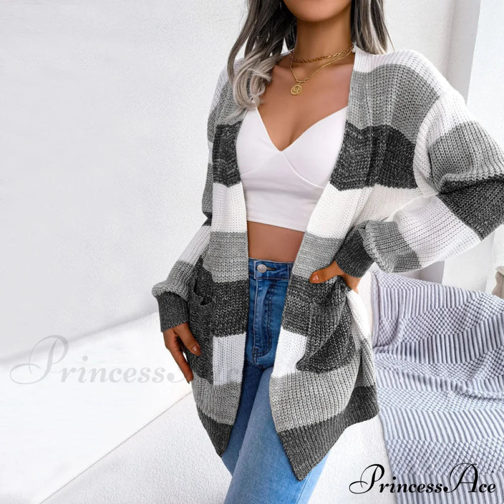 Casual Striped Cardigan Black best Best Sellings cardigan cardigans clothes Sale tops Topseller