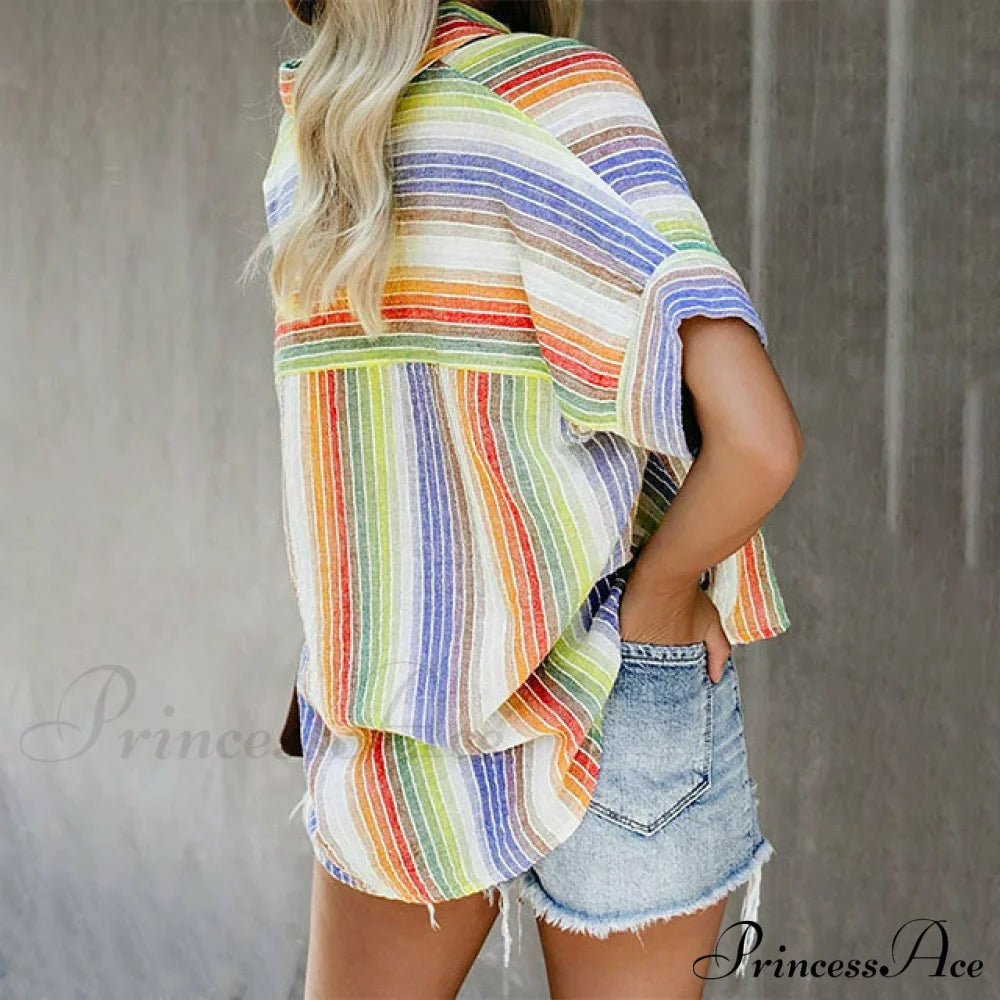 Striped Casual Colorful In Blouse Design Blouses