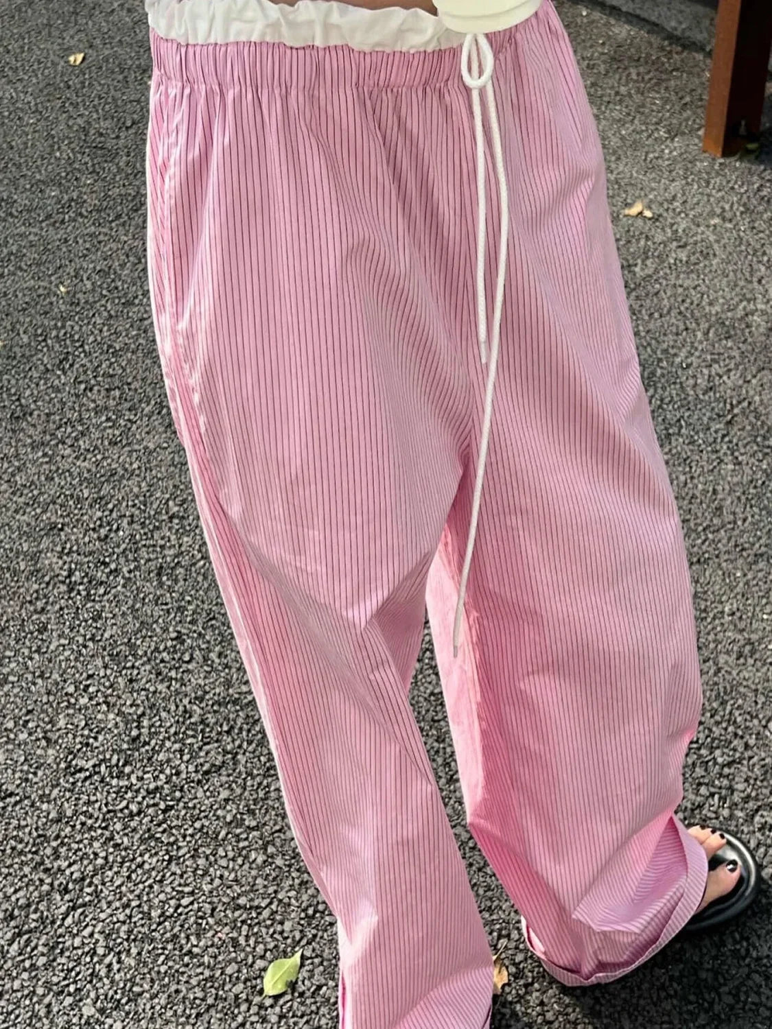 Striped Casual Ruched Vintage Sweet Straight Pant pant-250223