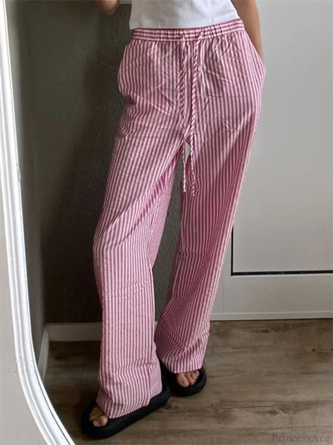Striped Drawstring Loose Straight Summer Pant pant-250223