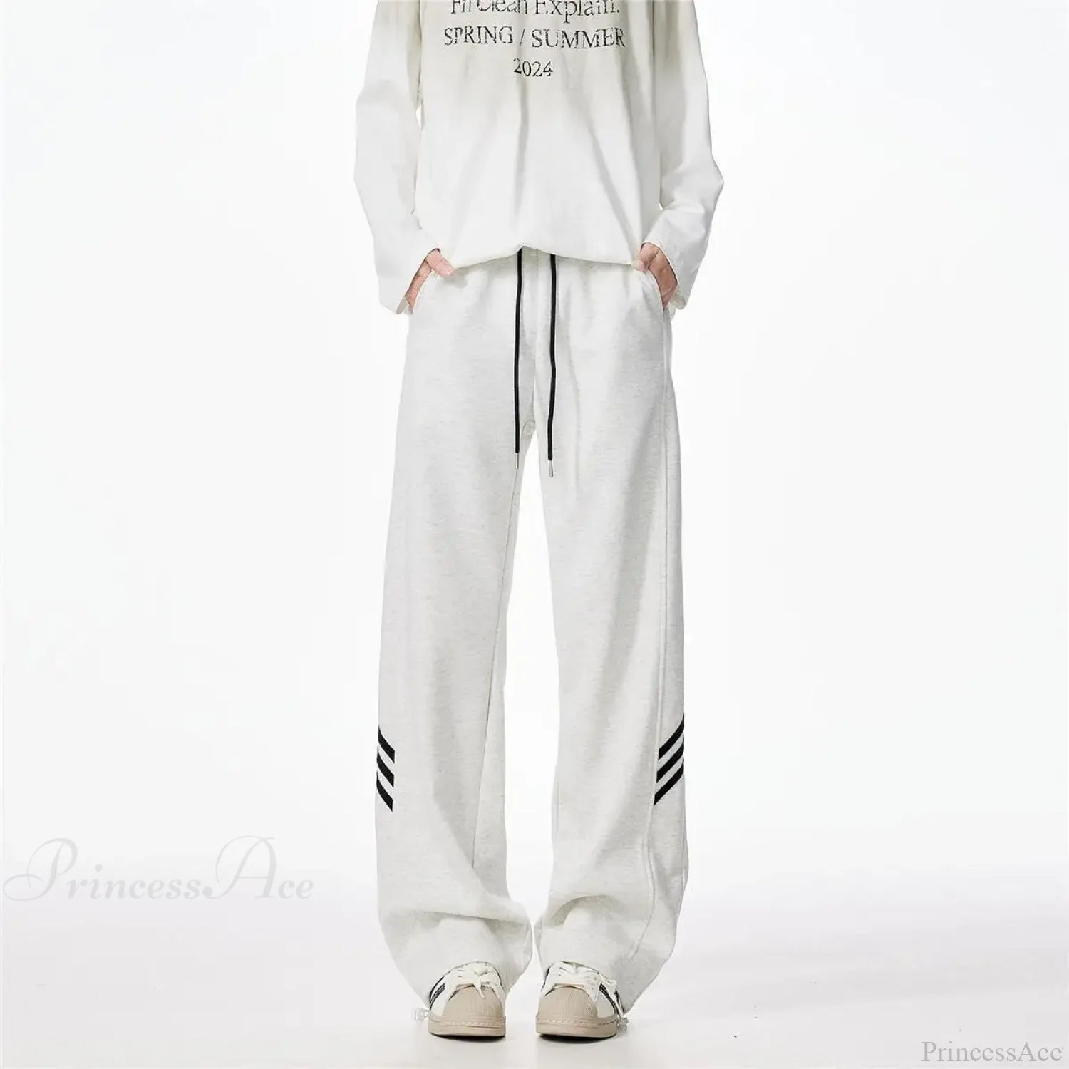 Striped Fleece Motion Loose Pants