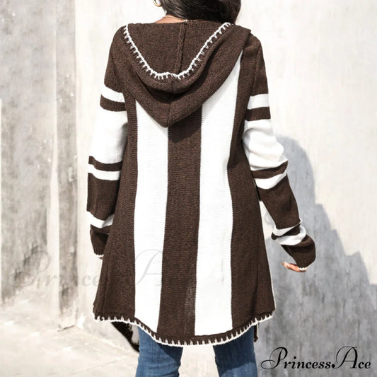 Striped Hooded Cardigan Coats