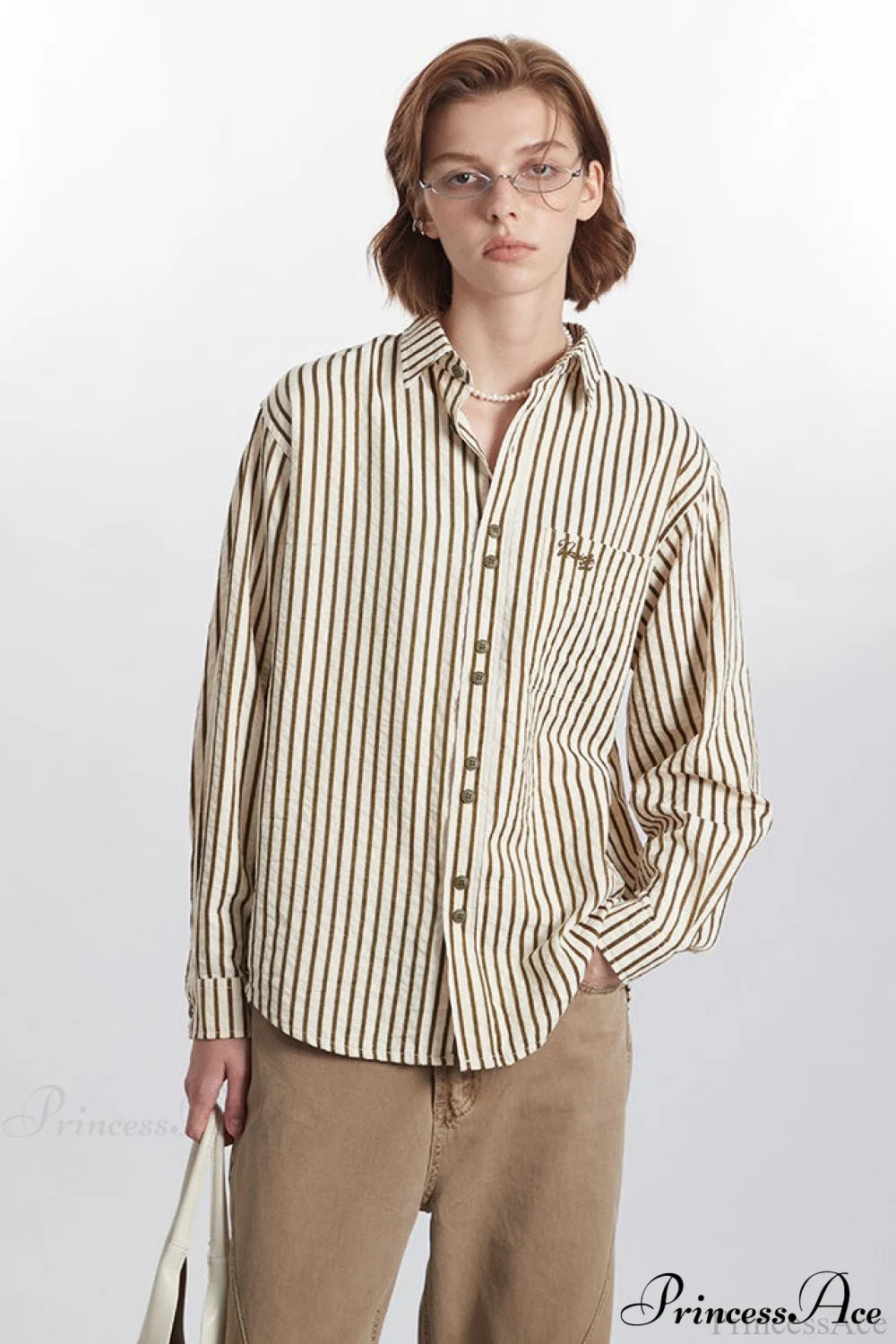 Striped Long-Sleeve Retro Fashion Blouse